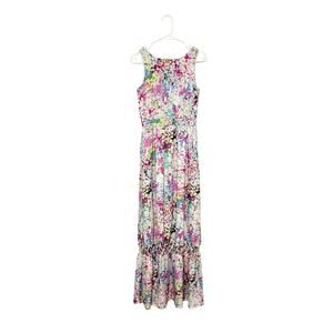 Gianni Bini Pastel Abstract Print Watercolor Cutout Maxi Dress Size 2 XS